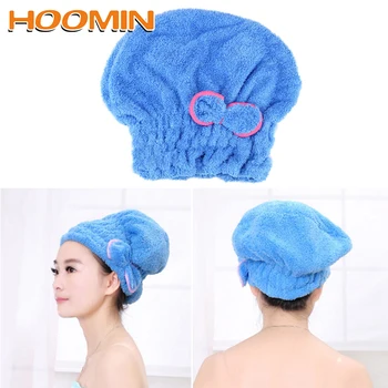 

HOOMIN 5 Colors Home Textile Wrapped Towels Shower Cap Microfiber Bathroom Hats Quickly Dry Hair Hat Bath Accessories