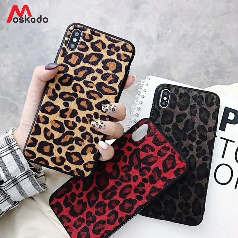 

Moskado Plush Leopard Print Phone Case For iPhone X XS Max 7 8 6 6s Plus Warm Furry Fur Luxury Cover For iPhone XR Soft TPU Case