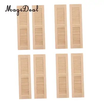 

8 Pieces Unpainted Wood Shutters for 1/12 Dolls House DIY Window Accessory Rooms Items Decor
