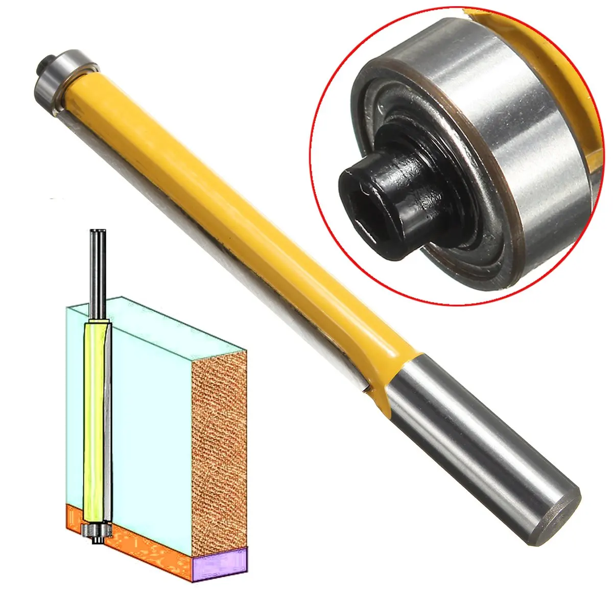 Woodwork Tool 3" Cutting Extra Long Flush Trim Router Bit 1/2" Shank