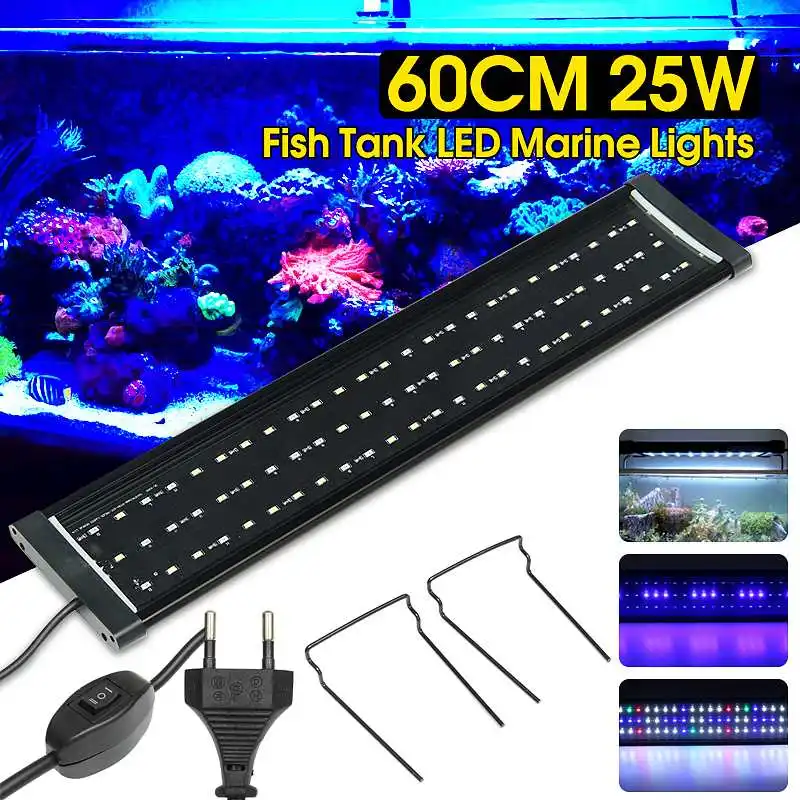 

110V-220V Fish-Tank 25W 60cm 2 Modes LED Aquarium Light Plant Growth Light Moon Waterproof Lamps
