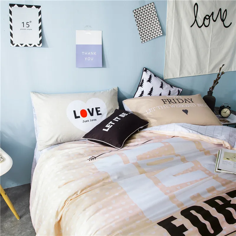 

Solstice Home Textile Trendy Date Fashion Bedding Sets Queen Size New Cotton Fabric Duvet Cover Sheet Pillow Cases 30