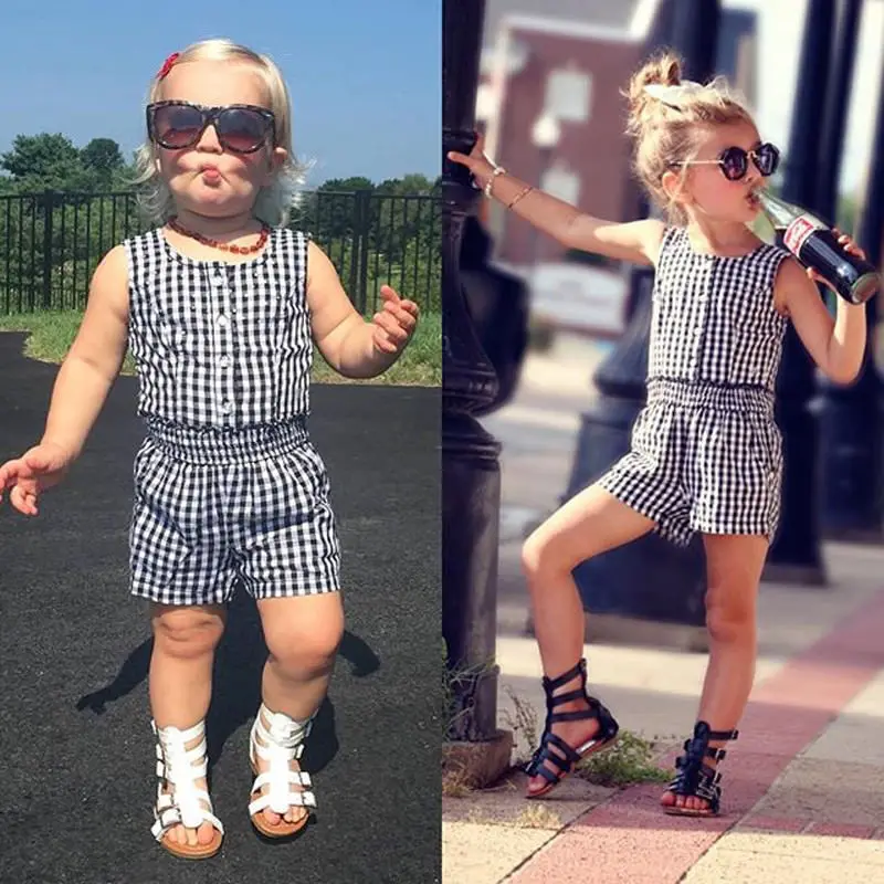 

Pudcoco Girl Jumpsuits 6M-4Y Toddler Infant Baby Girl Stripes Romper Jumpsuit Clothes Outfits Summer