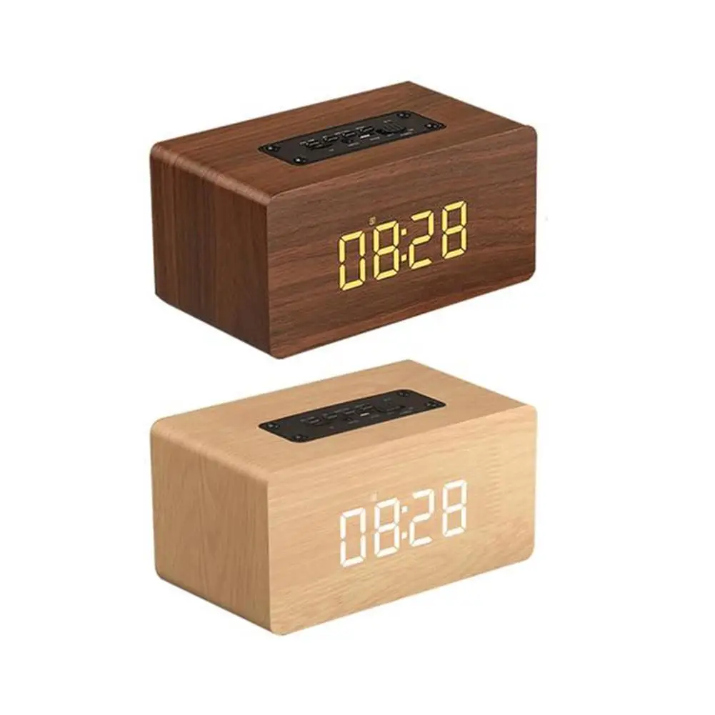 

Literary Style Wooden Wireless Bluetooth Speaker Multi-function Computer Alarm Clock High Sound Quality Precision Time Alarm