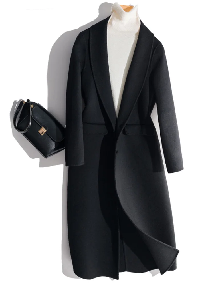 

KMETRAM 100% Wool Coat Spring Jacket Women Clothes 2019 Double-side Long Woolen Coats and Jackets Women Abrigo Mujer MY2803