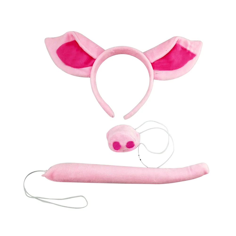 

1 Set/3pcs Pig Headband Set Adorable Ear Nose and Tail Prop Costume Accessory for Masquerades Cosplay Costume Party Halloween