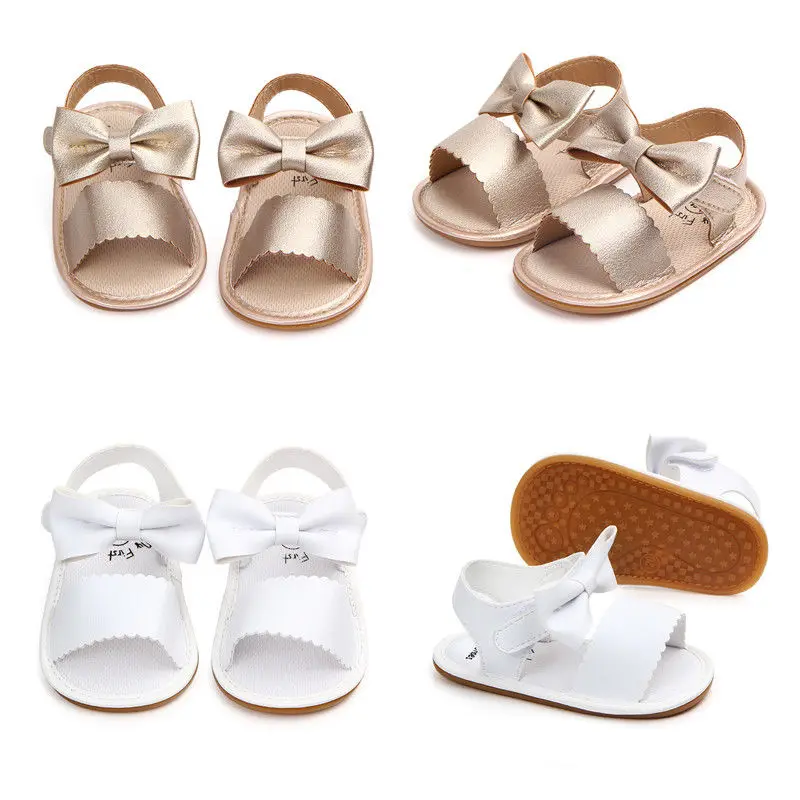 

Cute Newborn Infant Baby Girls Bowknot Princess Shoes Toddler Summer Sandals PU Non-slip Rubber ShoesSize 0-18M
