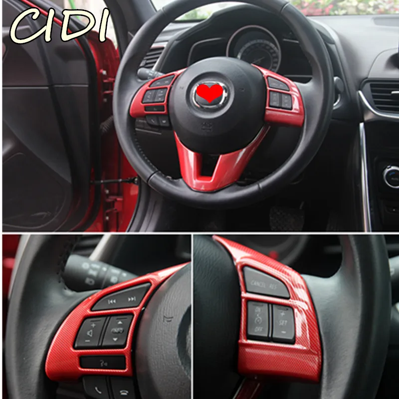 High Quality Carbon Fiber Steering Wheel Trim Interior Frame Auto Parts For Mazda CX-5 CX5 AWD/4WD 2015 2016 Car Styling High Quality Carbon Fiber Steering Wheel Trim Interior Frame Auto Parts For Mazda CX-5 CX5 AWD/4WD 2015 2016 Car Styling