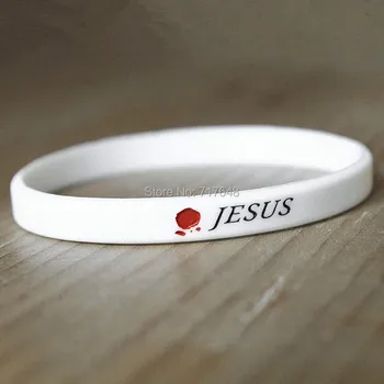 

100pcs Jesus white wristband silicone bracelets free shipping by epacket A