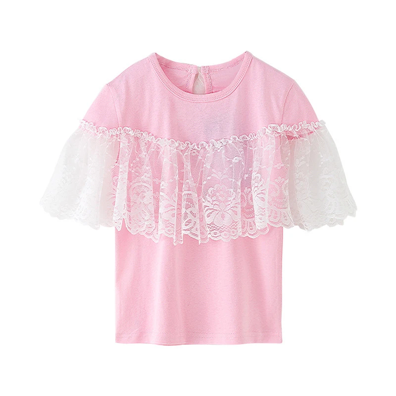 

summer white t-shirt cotton princess lace short sleeve tops age 6- 16 yrs teenage girls school style clothes big girls tee shirt