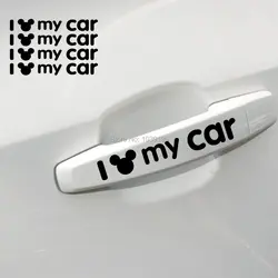 40 x забавная креативная оклейка автомобиля украшения автомобильные ручки I love My Car с Микки светоотражающие наклейки на авто виниловые