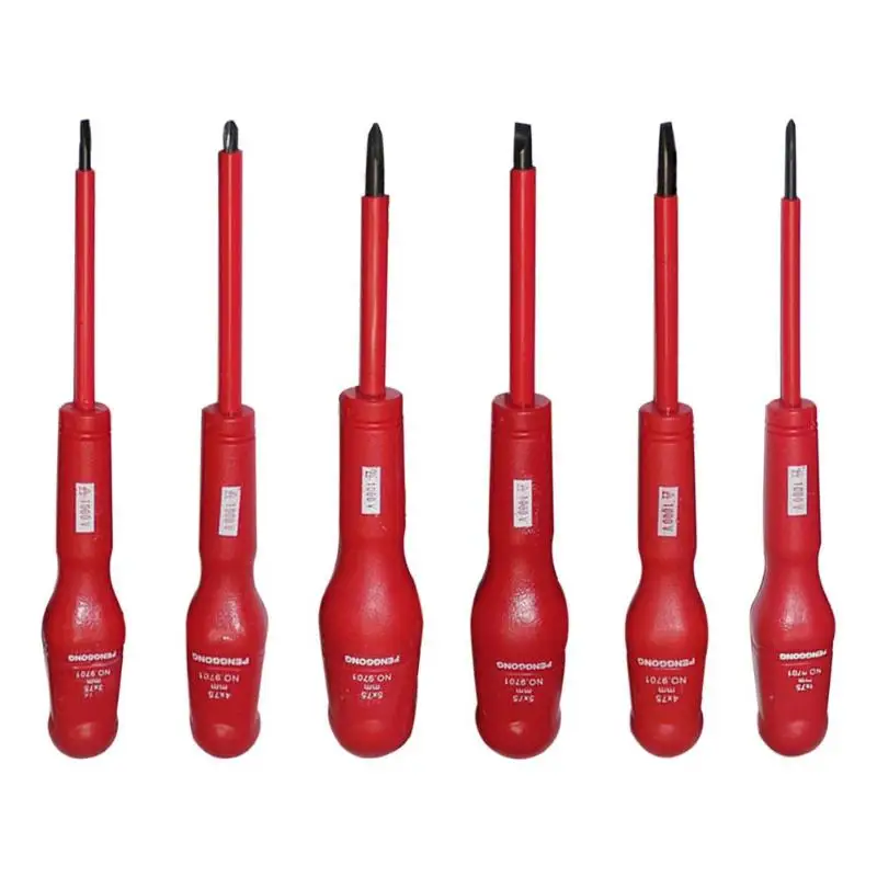 6pcs/set Screwdrivers Manual Insulation Slotted Phillips Screwdrivers