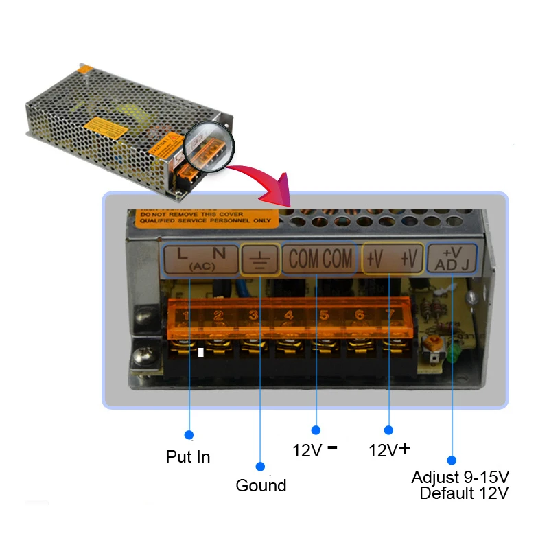 12V5A 60 Вт Питание переключатель, металлический корпус трансформатор для CCTV Камера безопасности Системы с AC110-240V Вход для двери Применение только в том случае