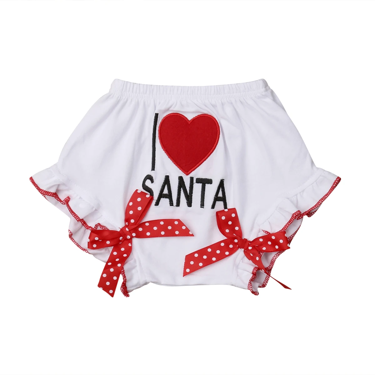 Christmas Santa Print Newborn Infant Kids Baby Girls Boys PP Shorts Bowknot Elastic Waist Print