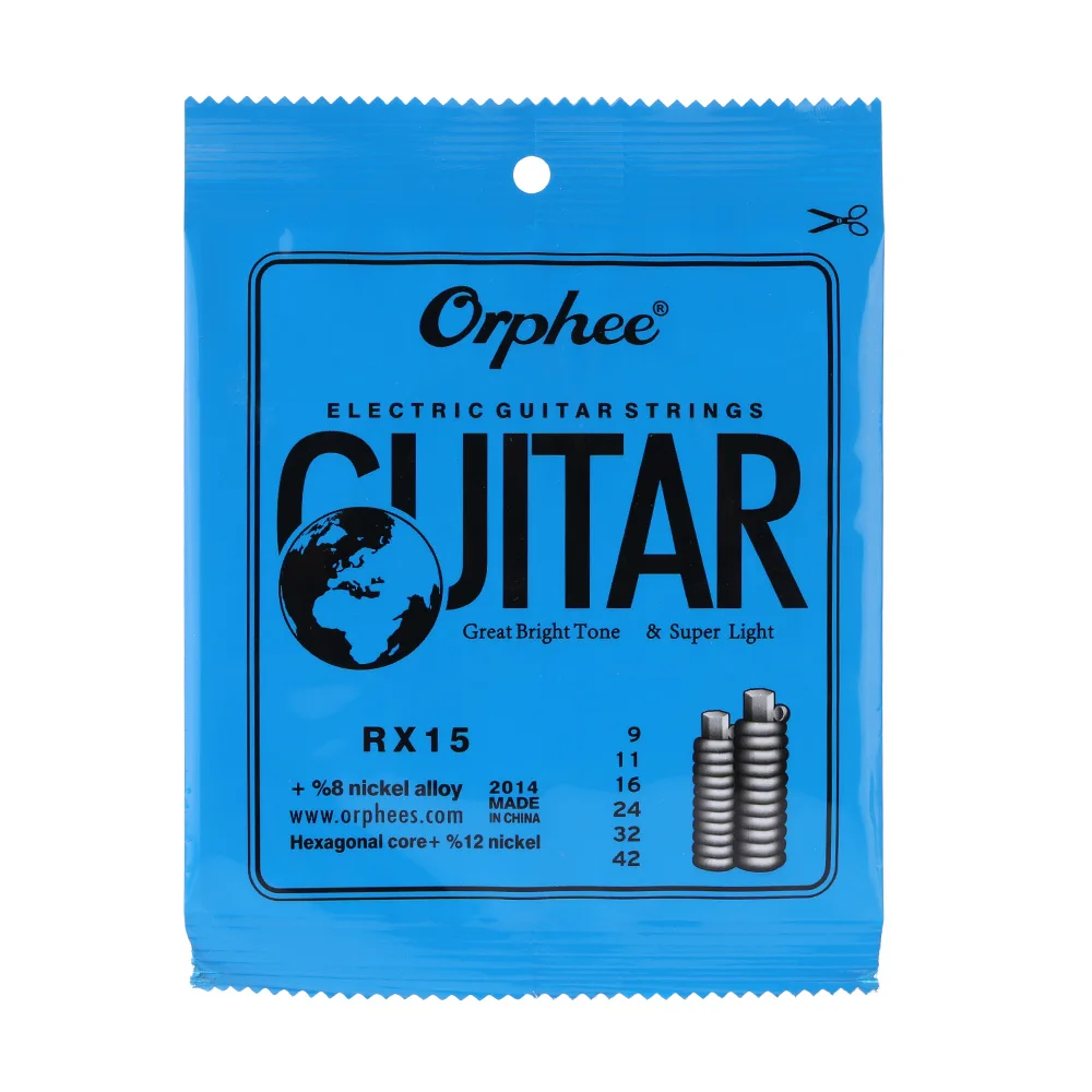 

Orphee RX15 6pcs Electric Guitar String Set (.009-.042) Nickel Alloy Super Light Tension Hexagonal carbon steel Guitar Strings