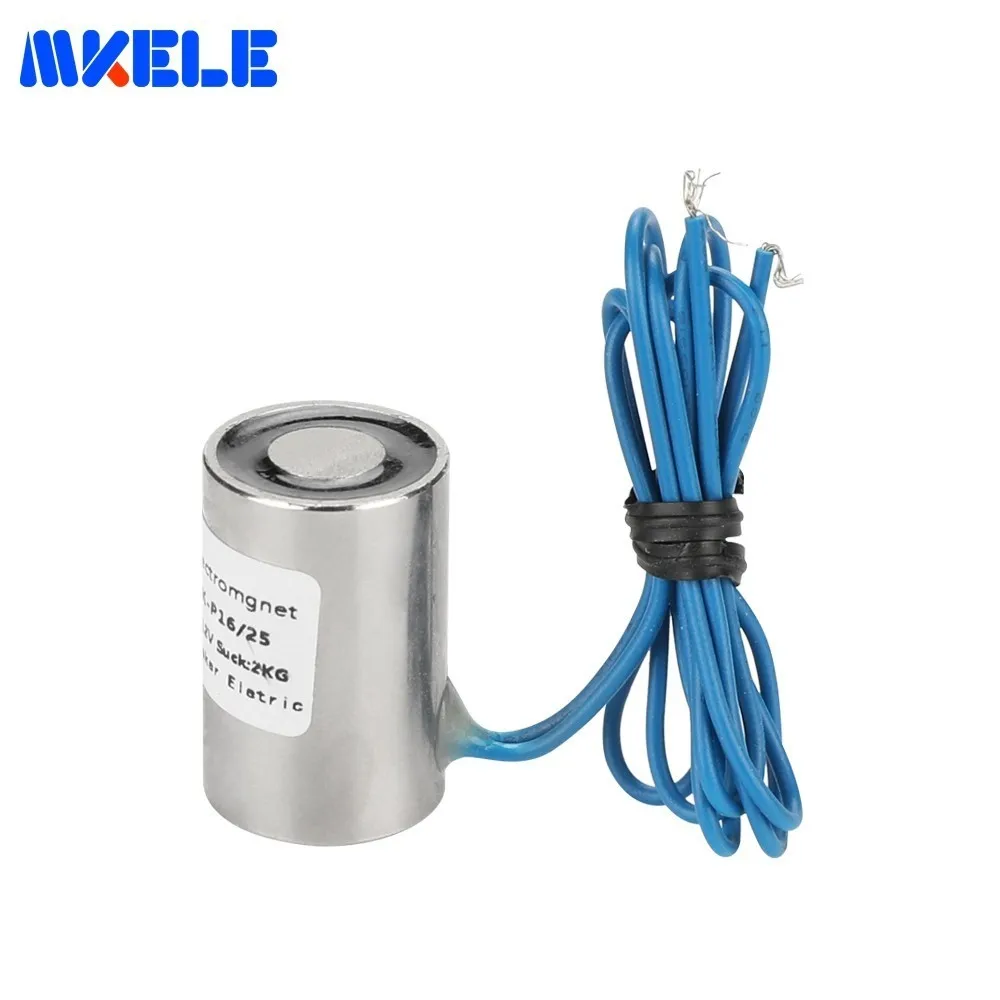 

High Quality MKP16/25 Holding Electric Magnet Lifting 2KG/20N Solenoid Sucker Electromagnet DC 6V 12V 24V Free Shipping