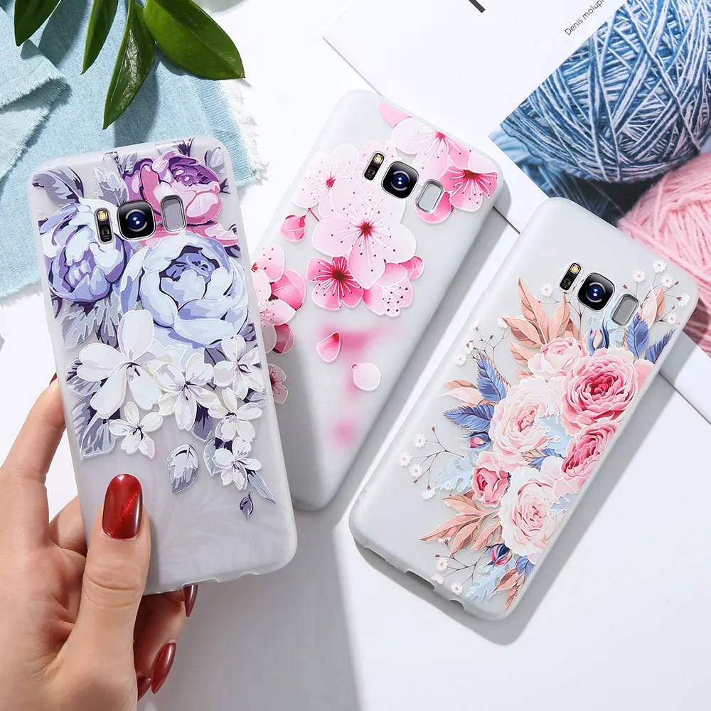 Kisscase чехол для Samsung A5 2017 милый 3D Цветочный Мягкий S9 S8 Plus S7 Edge Note 9 A3 A7 J3 J5 J7 A8 Caso |