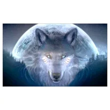 Фото на заказ! Волк 5D полностью в кристаллах картина крестиком вышивка бисером, животное украшение стразами
