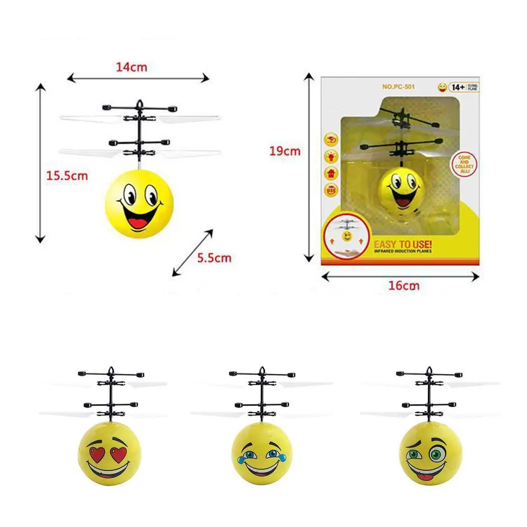 Minutes Years Above Cable Smile Face Toy Old 20 Outdoor Creative Induction Aircraft 3 Rechargeable Glowing Flight USB