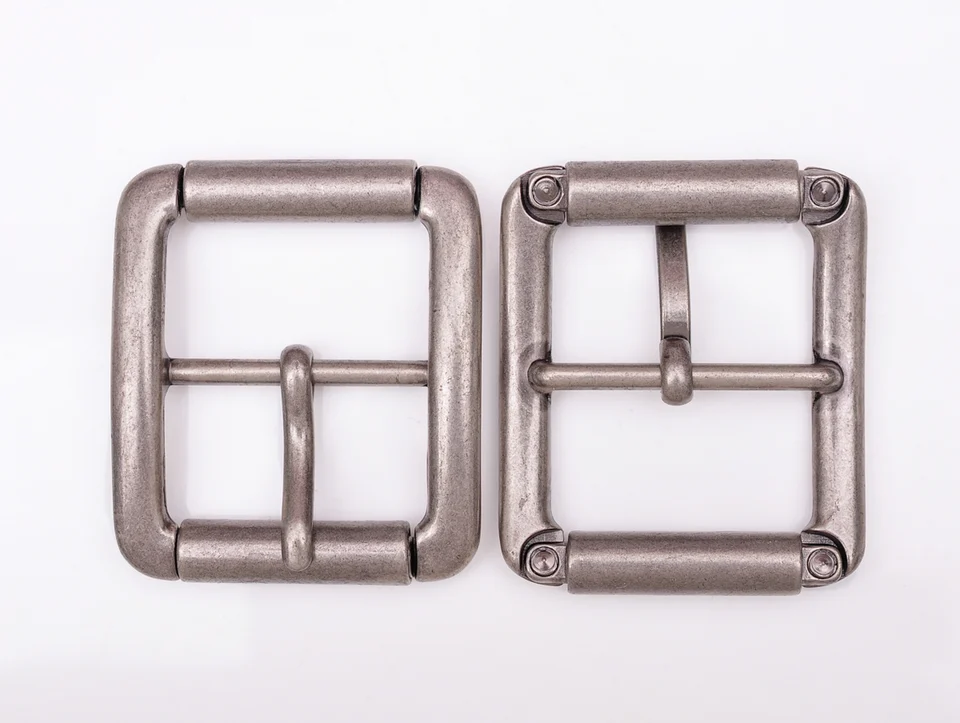 Fibbia Cintura 40mm A Perno Singolo – Stile Roller Square, Bicolore, Nero Antico, Da Uomo