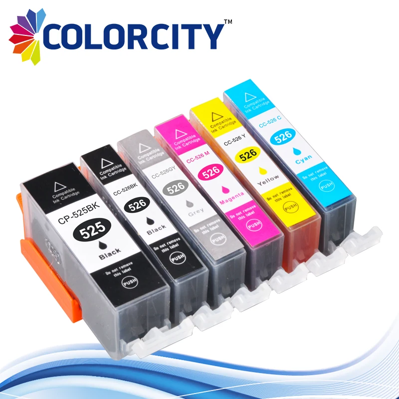 6 шт. PGI 525 CLI 526 совместимый картридж Замена для canon pgi cli PIXMA MG6150 MG6250 MG8150 MG8250