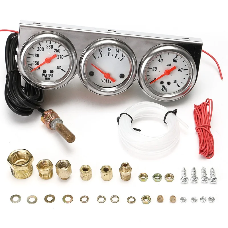 

Universal 2.27 Inch Gauge Water Temp VOLTAGE Volt Oil Pressure Complete SET W/Panel Car Meter/Auto/Triple Gauge Kit Tachometer