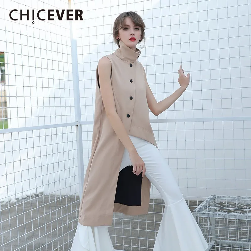 

CHICEVER Waistcoat For Women's Vest Hem Irregular Hit Colors Loose Big Size Summer Sleeveless Vests Female Clothes Fashion New