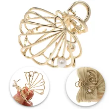 Металлическая заколка для волос Золотая полая жемчужная оболочка заколки для волос аксессуары для женщин девочек