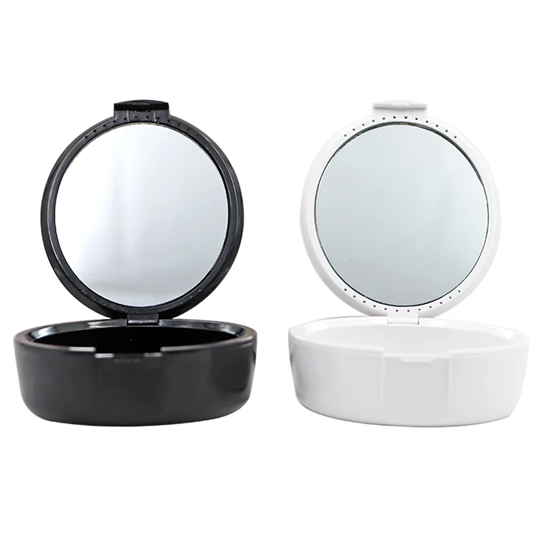 

1pc Portable Denture Box Full Denture Soaking Case With Mirror Plastic Container Partial Denture Storage Box For Dental