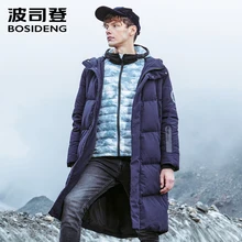 BOSIDENG мужской длинный пуховик с капюшоном, зимний пуховик выше колена, Модный повседневный высококачественный пуховик, водонепроницаемая парка B80142015