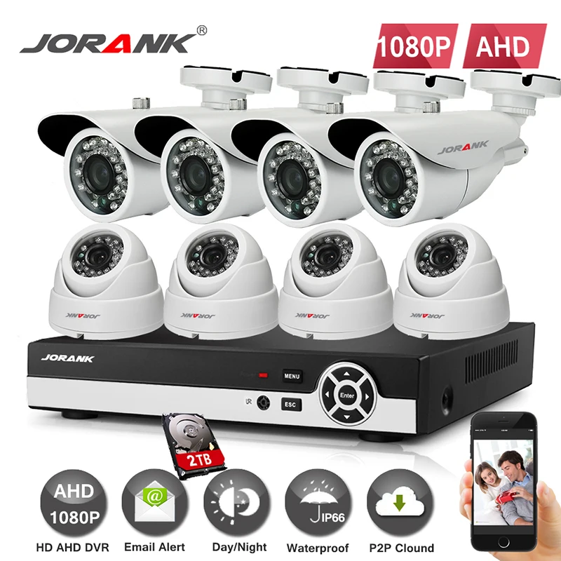 HD 8 channel 1080p AHD DVR kit Video surveillance Security outdoor AHD