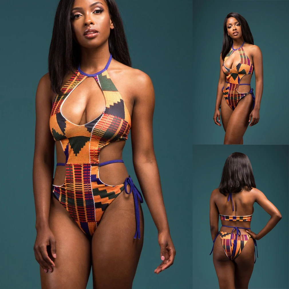 

ITFABS Women Retro One Piece Swimsuit 2019 New Folk-custom Swimwear Bandage Bathing Suit Female Monokini Swimming Costume