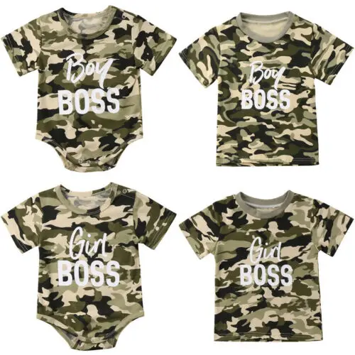 

2019 Newborn Infant Kid Baby Boy Girl Camouflage Clothes Cotton Short Sleeve Romper Bodysuit O-neck Tops T Shirt Outfits Pudcoco
