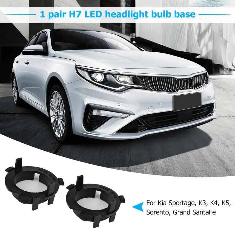 

VODOOL 2Pcs H7 Car LED Headlight Bulb Base Holder Adapter Retainer For Hyundai Sonata/Nissan Qashqai/Kia Sportage K3 K4 Sorento