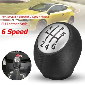 

6 Speed PU Leather Gear Shift Shifter Knob Lever Stick for Renault Megane Clio Laguna Scenic For Vauxhall Opel