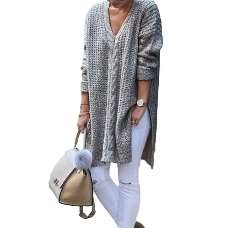 

Womens Knitted Sweater Female Large Size Loose Plain Long Sleeve Oversized Knitted Casual Solid Simple Soft Sweater Tops Newly