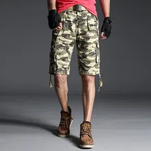 Большие размеры 40 мужские летние Промытые Хлопковые Бриджи мужские камуфляжные повседневные модные шорты брендовая одежда Карманы Шорты мужские