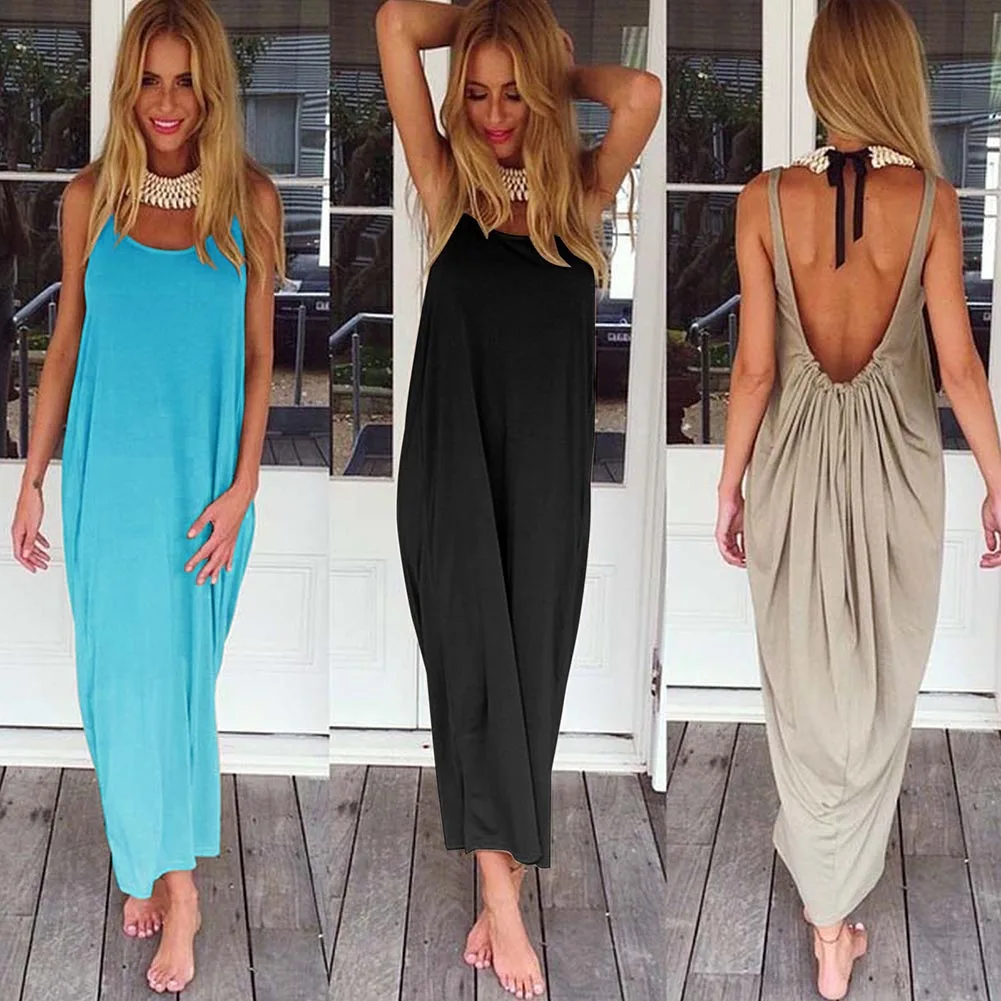 Женское платье с открытой спиной Vestido boho летнее большого размера плюс вечерние