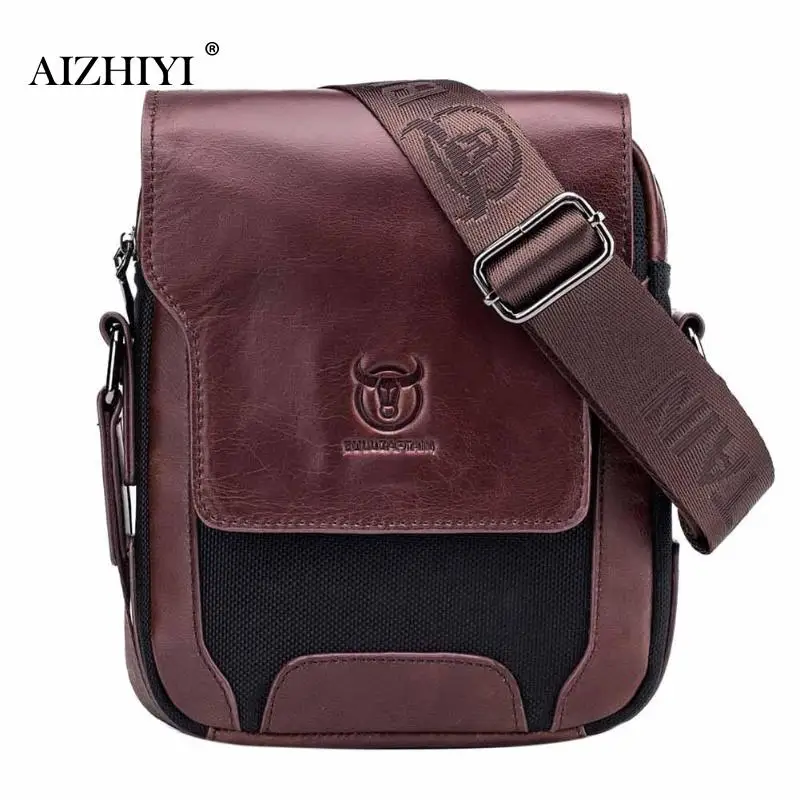 Brand Genuine Leather men's Crossbody Bag cow leather Shoulder Vintage Messenger Handbags for Men High Quality Casual Bag