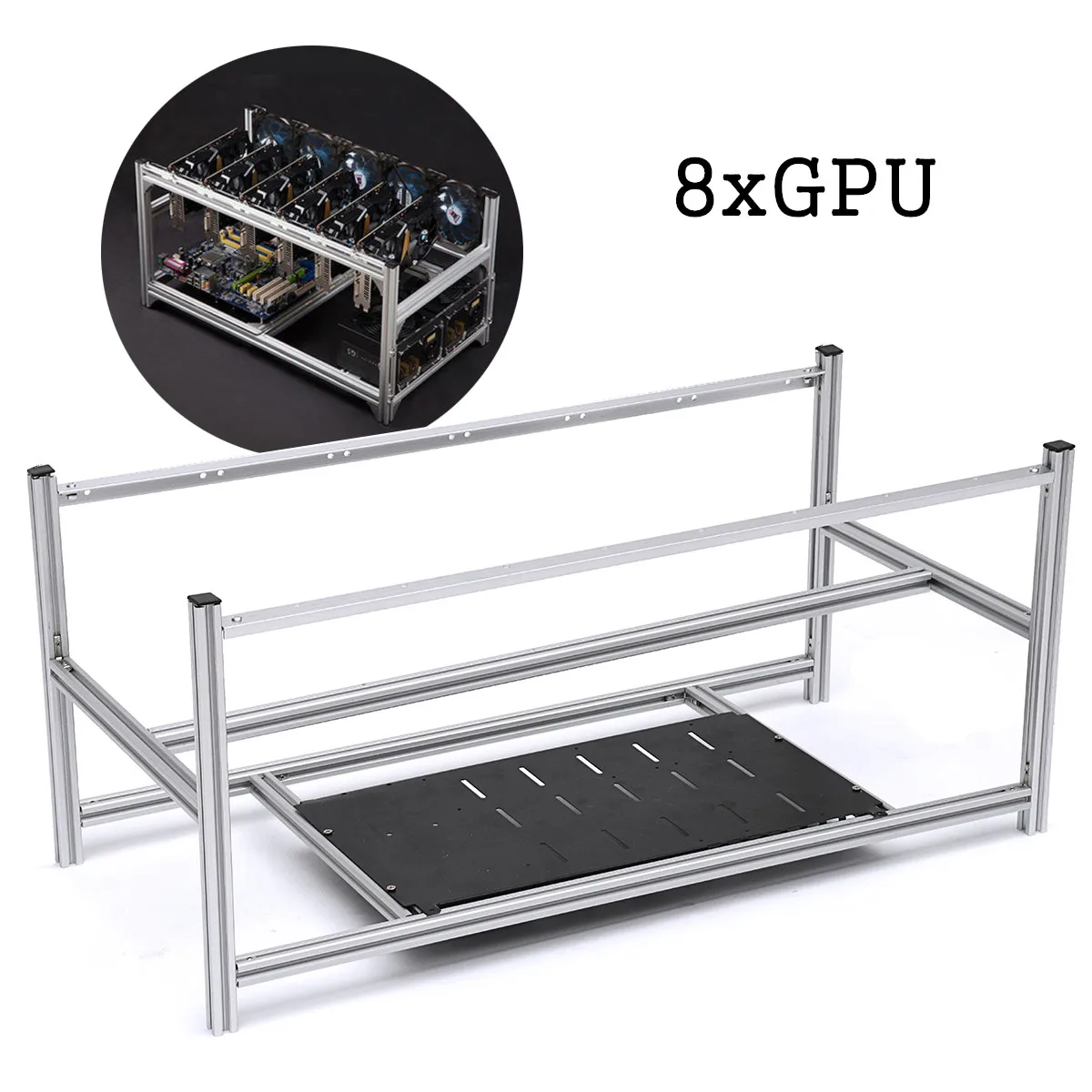 

8 GPU Open Air Miner Mining Frame Rig Case Stackable For BTC ETH Ethereum Aluminum frame