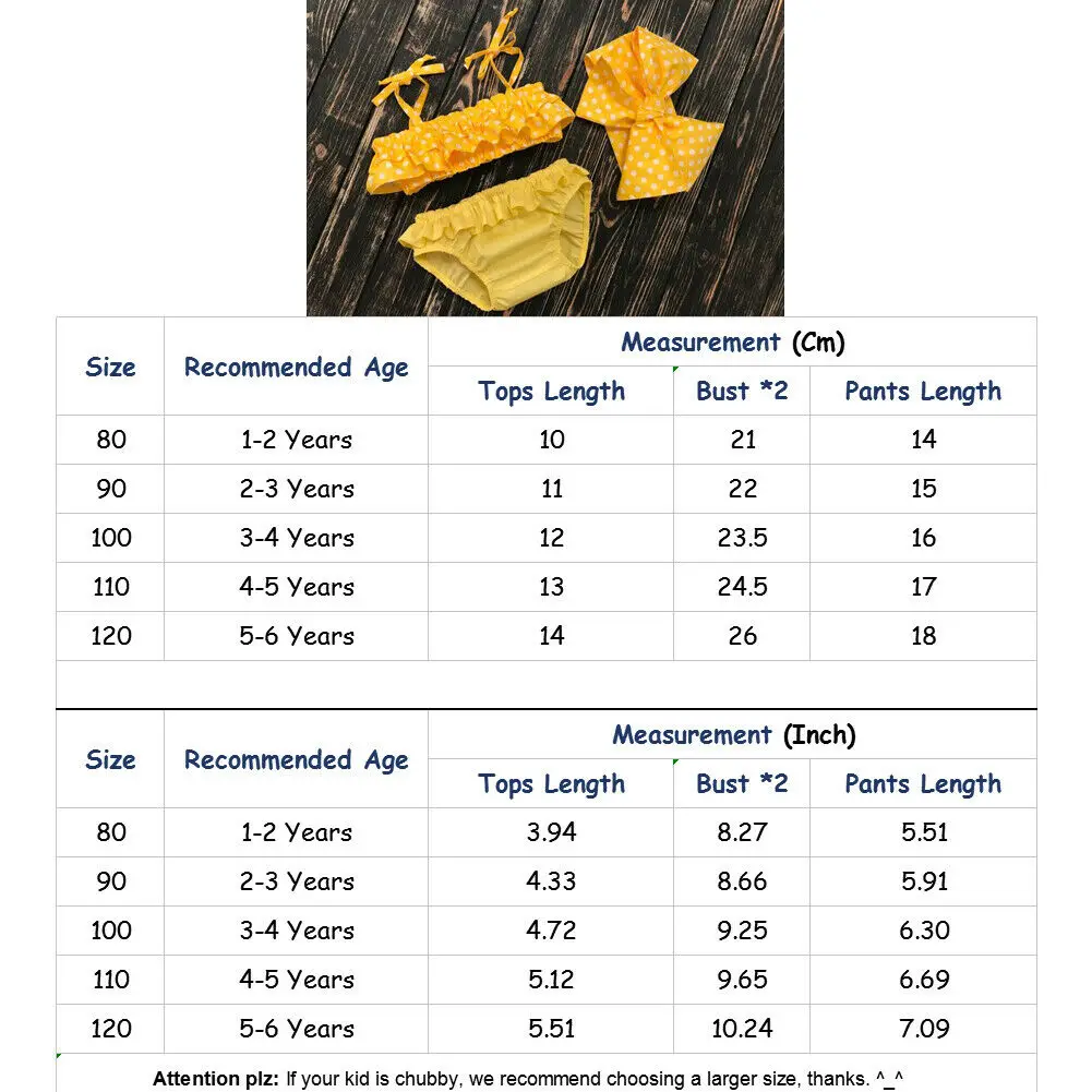 3 шт. Детские обувь для девочек желтый горошек комплект бикини с бантом Купальники малышек купальный костюм костюмы От 1 до 6 лет