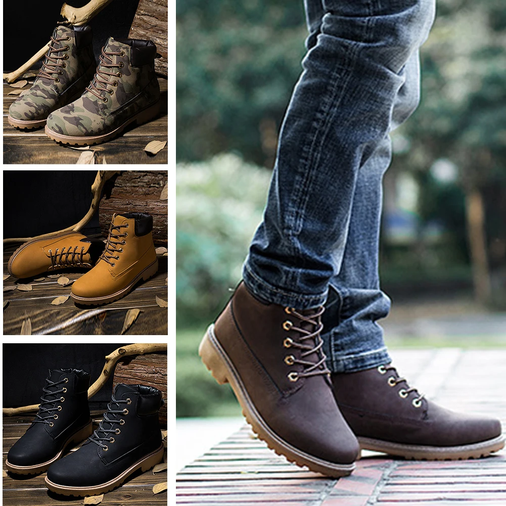 

Leather Boot Snow Boots Casual Martin Boots Outdoor Waterproof England Retro Shoes Men Autumn Winter