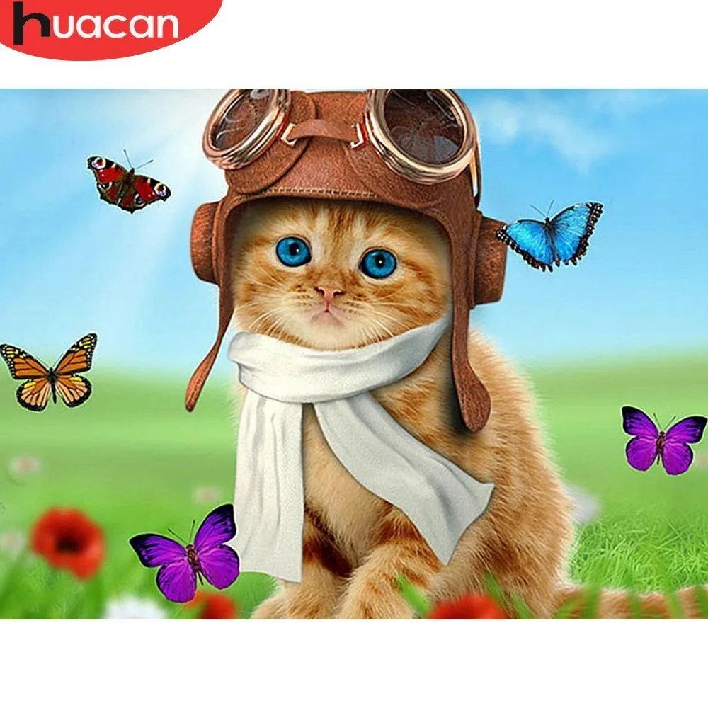 

HUACAN 5D DIY Diamond Embroidery Sale Cat Full Square Diamond Painting Animal Mosaic Picture Of Rhinestones Decor Home Gift