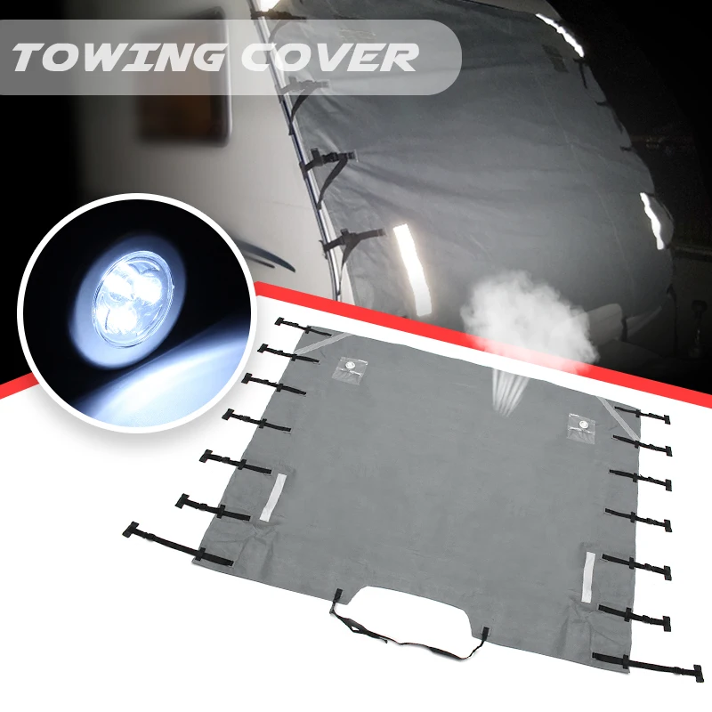 

Grey Caravan Front Towing Cover Chip Protection Universal Size Free LED Lights
