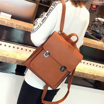 

Mochila Feminina PU Leather Backpack Women School Bags For Teenage Girls Travel Backpack Female Shoulder Bag Vintage Plecak