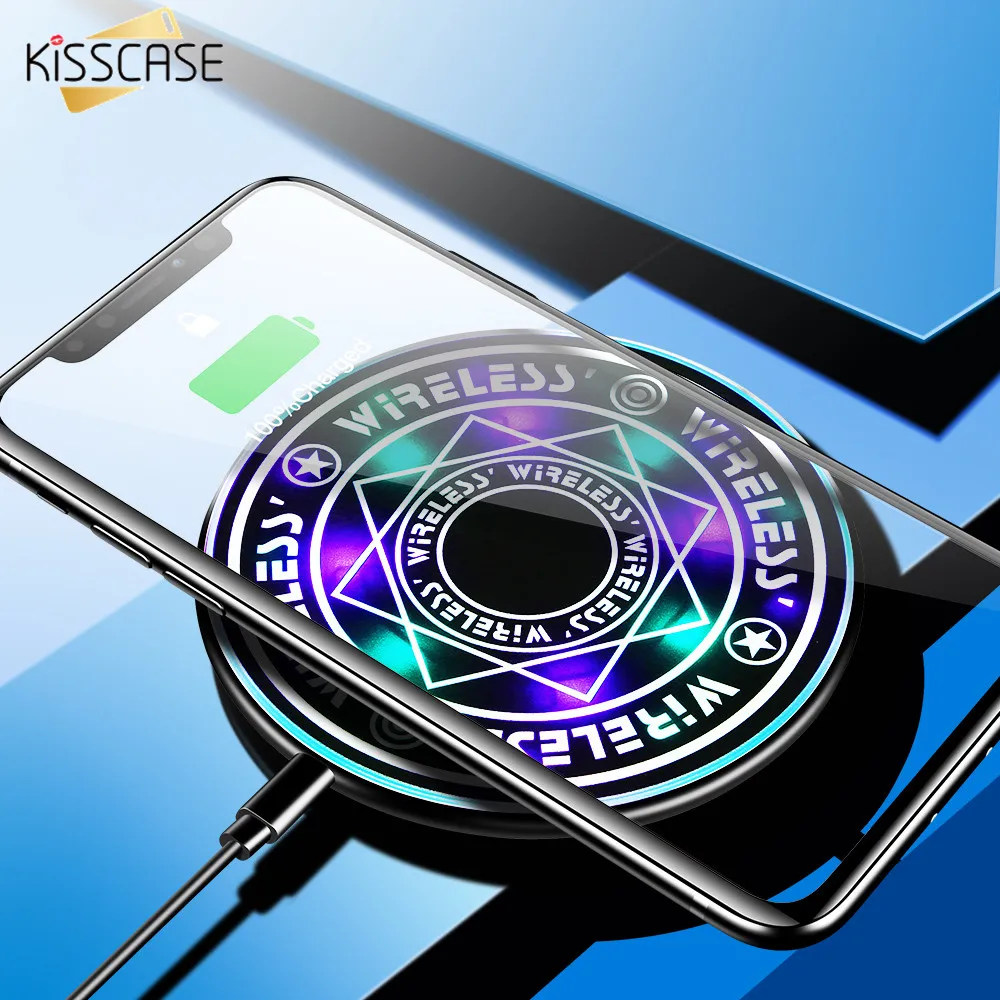 

KISSCASE Magic Array Wireless Charger For iPhone X XS MAX 10W Wireless Charging Pad for Samsung S10 S9 S8 Plus Wireless Charger