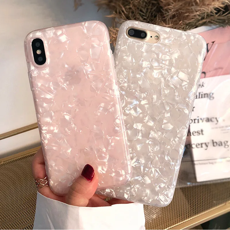 

For iPhone 7 Case For iPhone 6 6s 8 Plus Dream Shell Pattern Cases For iPhone XR XS Max Soft TPU Silicone Glitter Luxury Cover