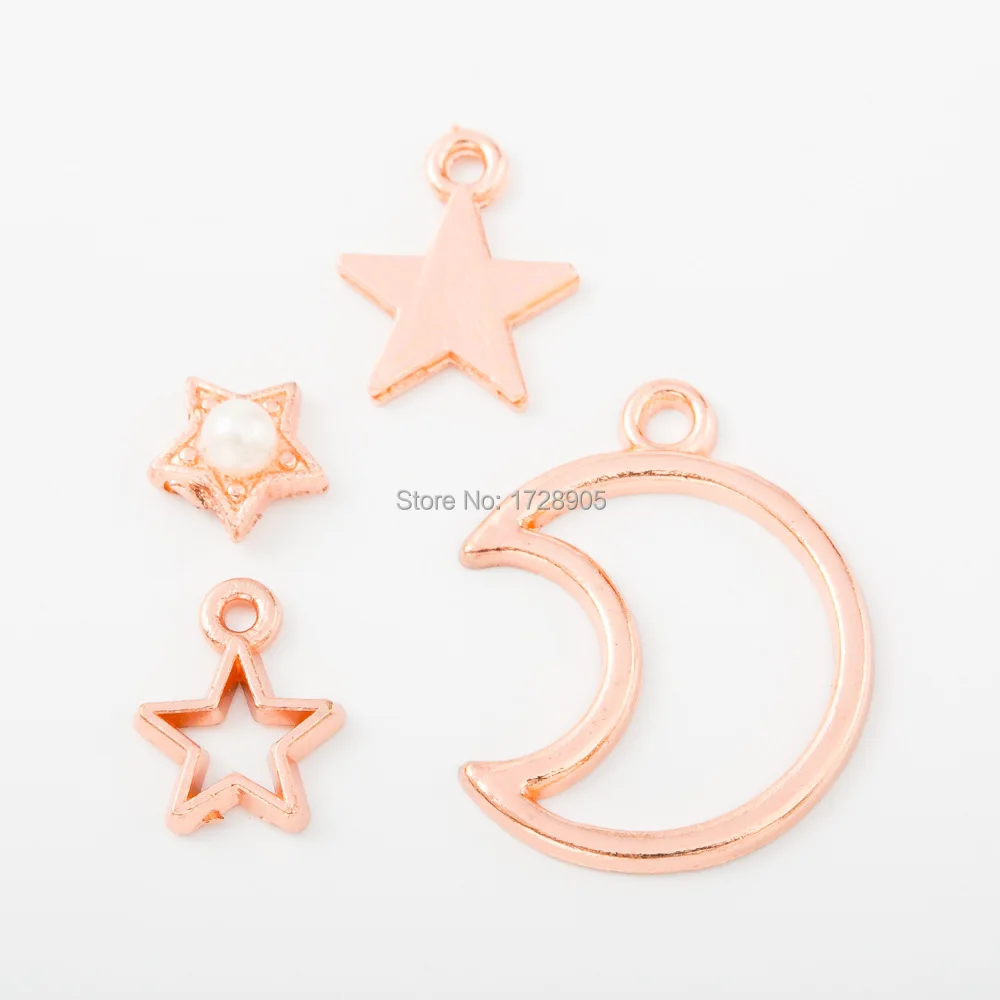 

Charms for Jewelry making Star Charms 10pcs Moon Charms Rose Gold Charms Pendant 10pcs Metal Charms cute DIY Jewelry Charms
