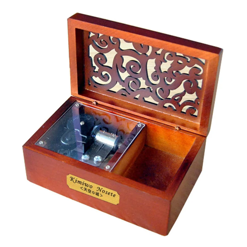 Creative Hollow Cover 18-Note Silver Movement Wind-up Wooden Musical Box with Gift Mini Size Gifts for Woman | Дом и сад