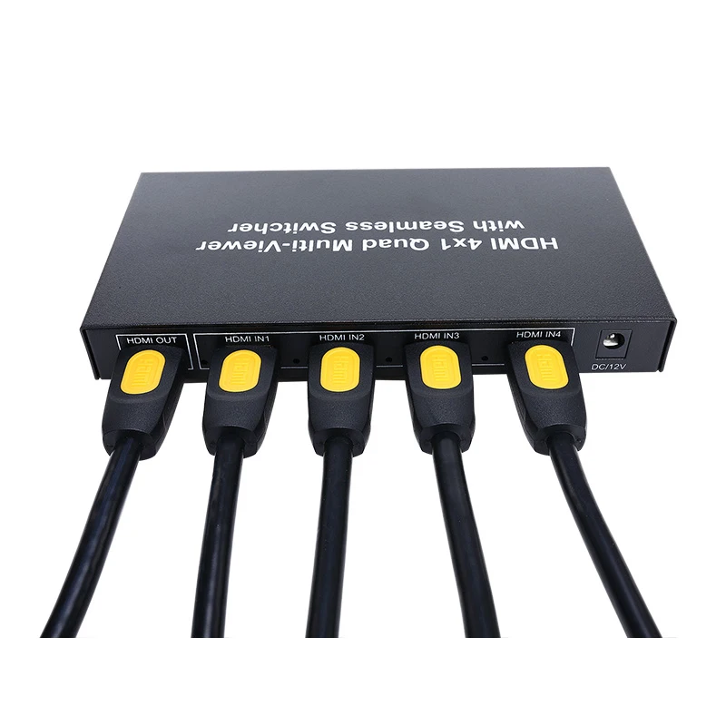 Wellva hdmi splitter 4x1 HD Video Splitter audio sync 4 port hdmi switch switcher 4k Quad Splitter 4 input 1 output with remote